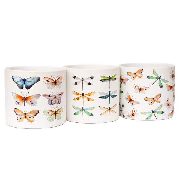 Ghiveci decorativ ceramic cu fluturi ⌀13.5cm